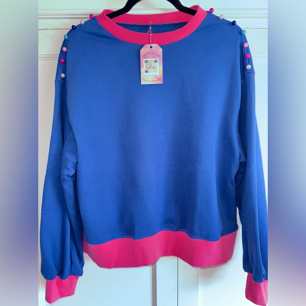 Hand customized sweater with pearl detail
